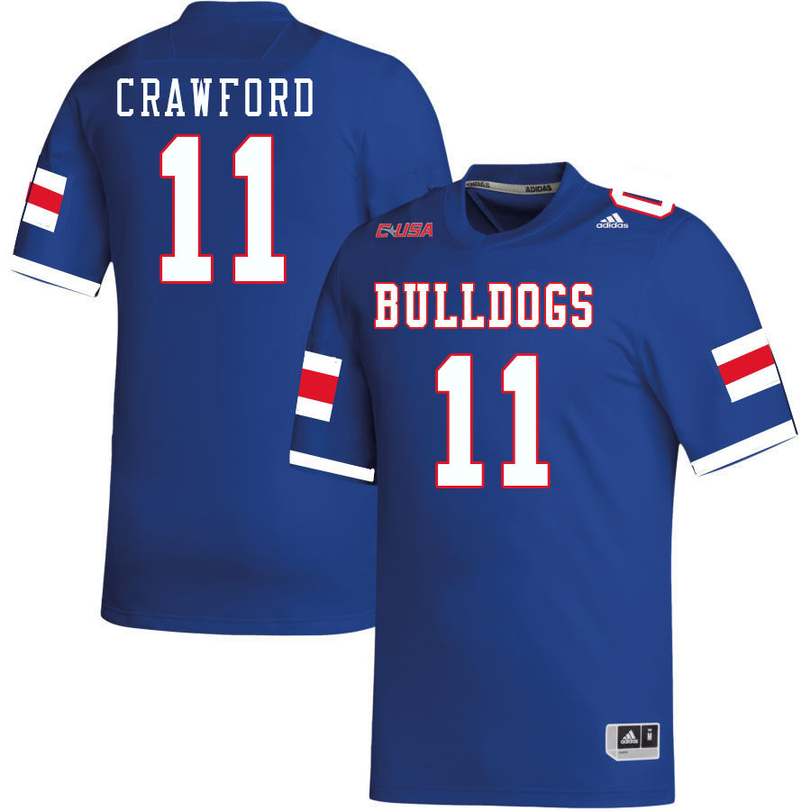 Men-Youth #11 Decoldest Crawford Louisiana Tech Bulldogs 2023 College Football Jerseys Stitched Sale